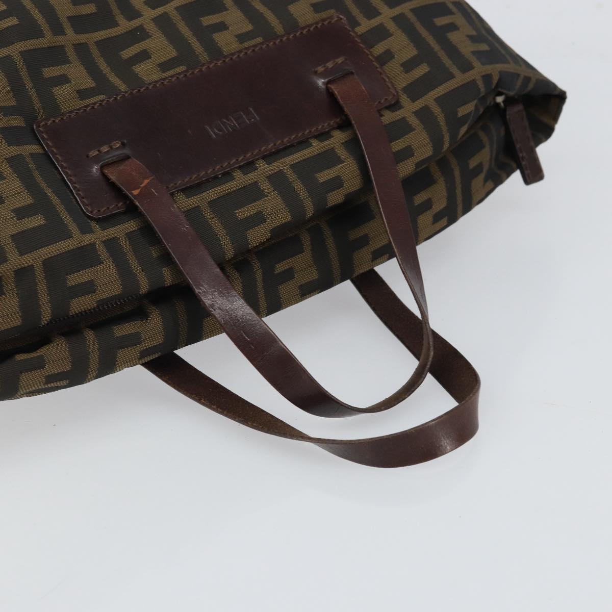 FENDI Zucca Canvas Hand Bag Black Brown Auth ep12817