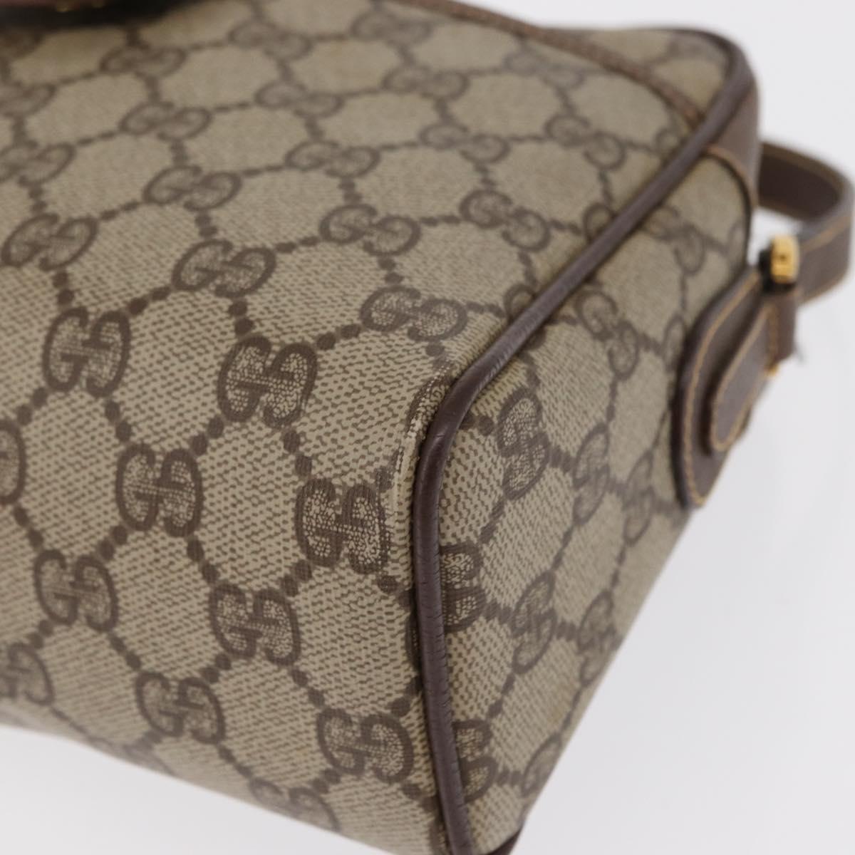GUCCI GG Supreme Shoulder Bag PVC Beige Gold Auth ep12819