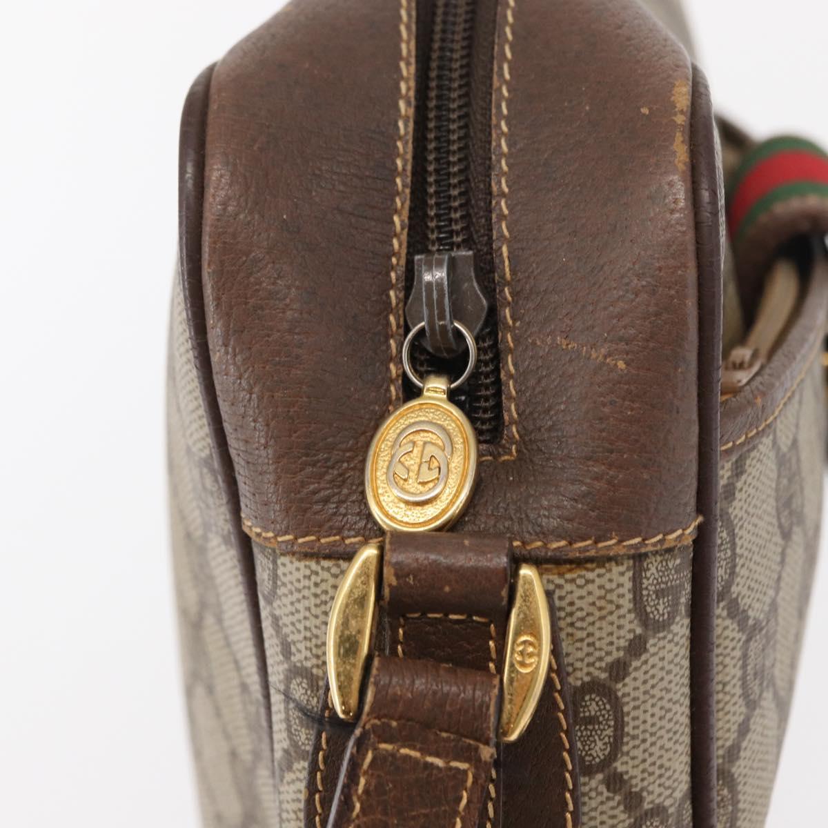 GUCCI GG Supreme Shoulder Bag PVC Beige Gold Auth ep12819