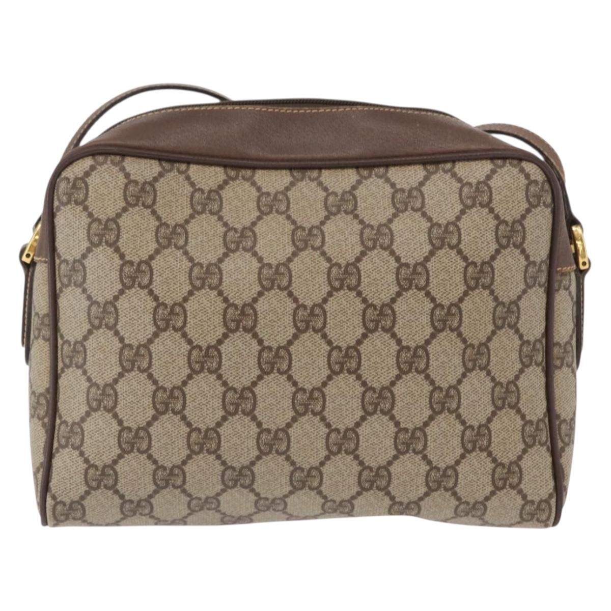 GUCCI GG Supreme Shoulder Bag PVC Beige Gold Auth ep12819