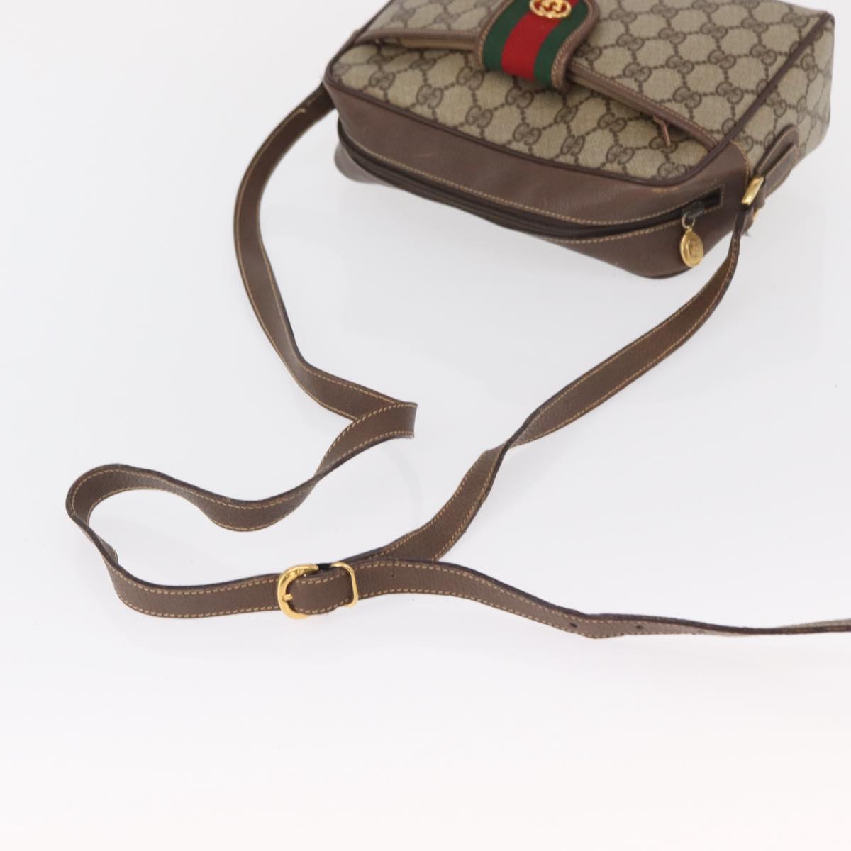 GUCCI GG Supreme Shoulder Bag PVC Beige Gold Auth ep12819