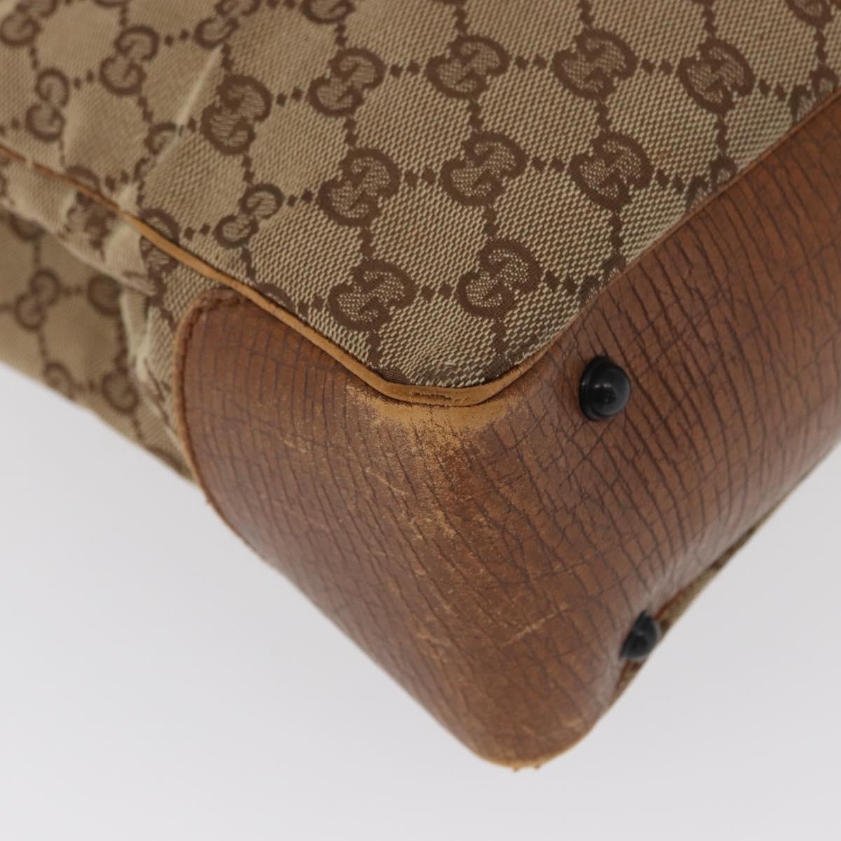 GUCCI GG Canvas Bamboo Tote Bag Beige 112526 Auth ep12821