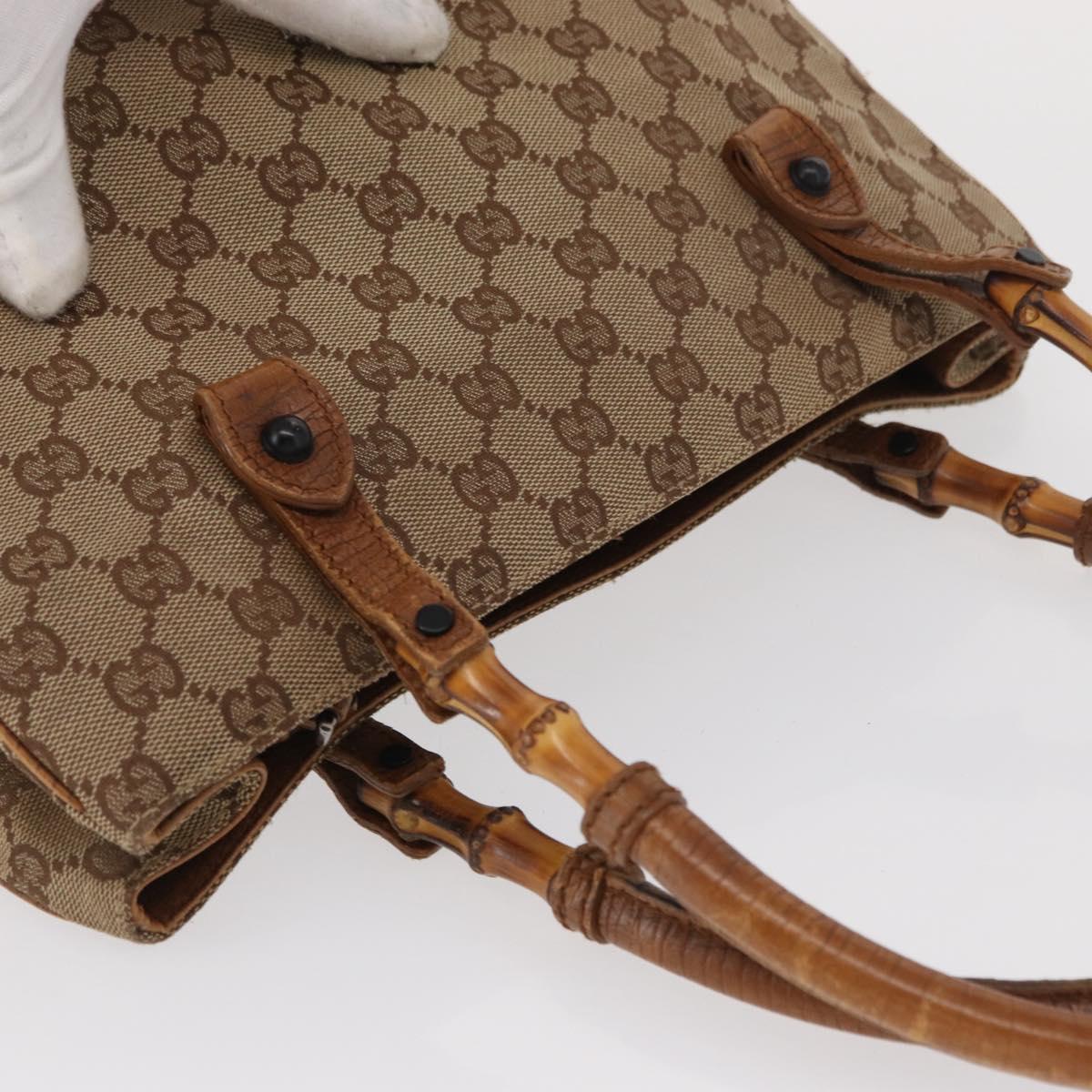 GUCCI GG Canvas Bamboo Tote Bag Beige 112526 Auth ep12821