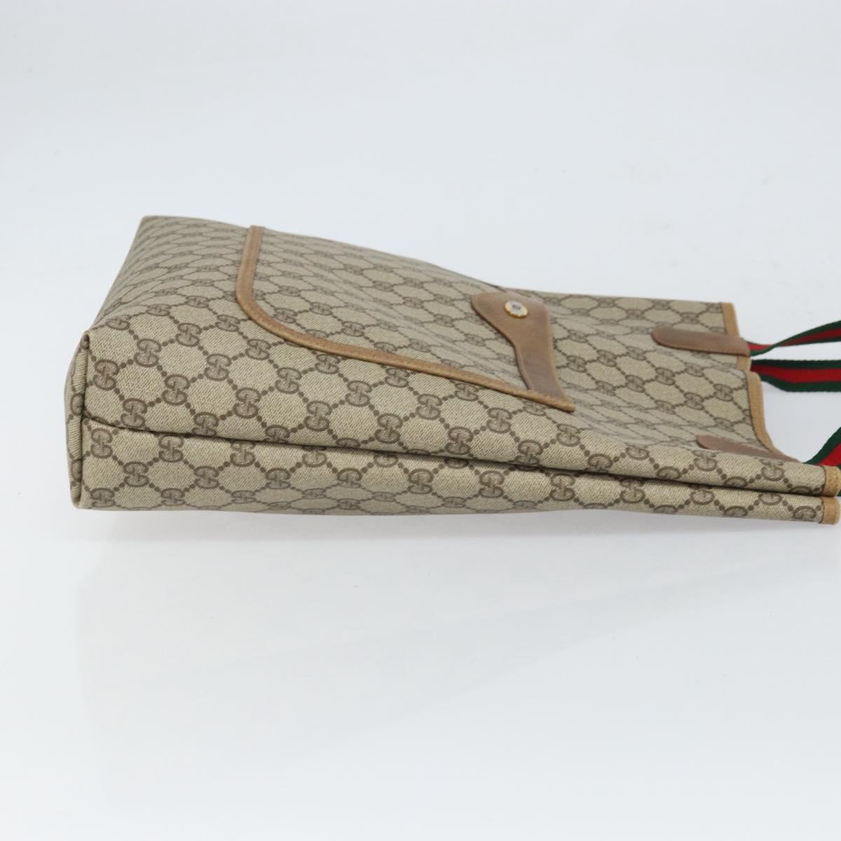 GUCCI GG Supreme Web Sherry Line Tote Bag PVC Beige 39 02 003 Auth ep12822