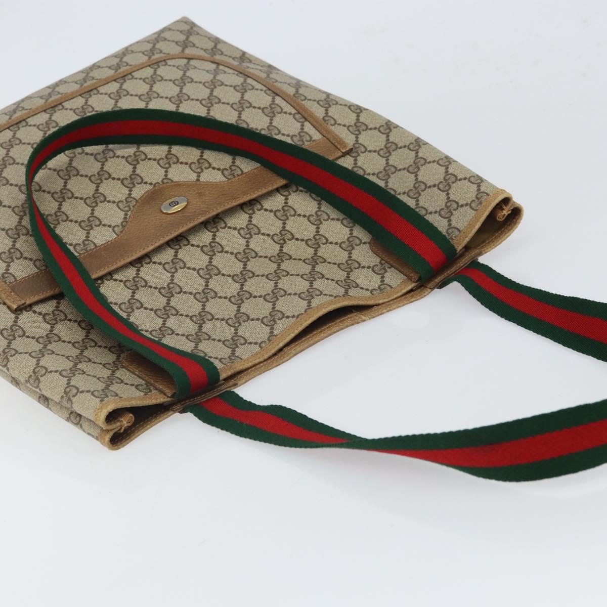 GUCCI GG Supreme Web Sherry Line Tote Bag PVC Beige 39 02 003 Auth ep12822