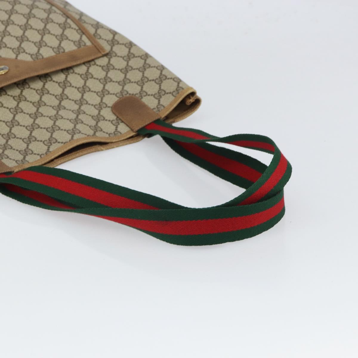 GUCCI GG Supreme Web Sherry Line Tote Bag PVC Beige 39 02 003 Auth ep12822
