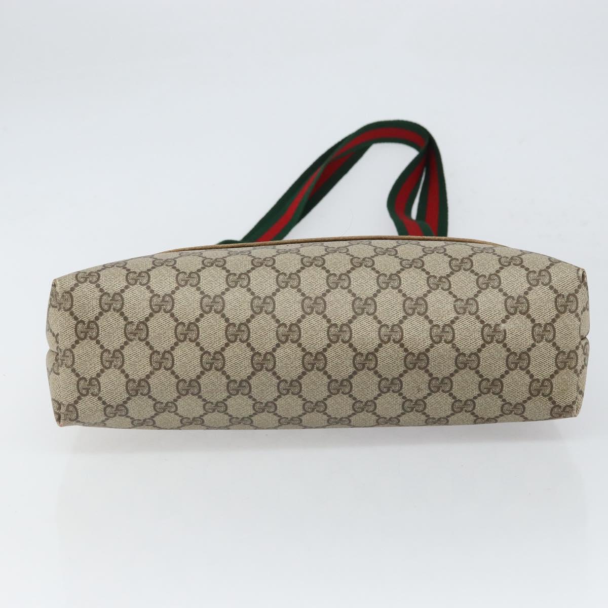 GUCCI GG Supreme Web Sherry Line Tote Bag PVC Beige 39 02 003 Auth ep12822