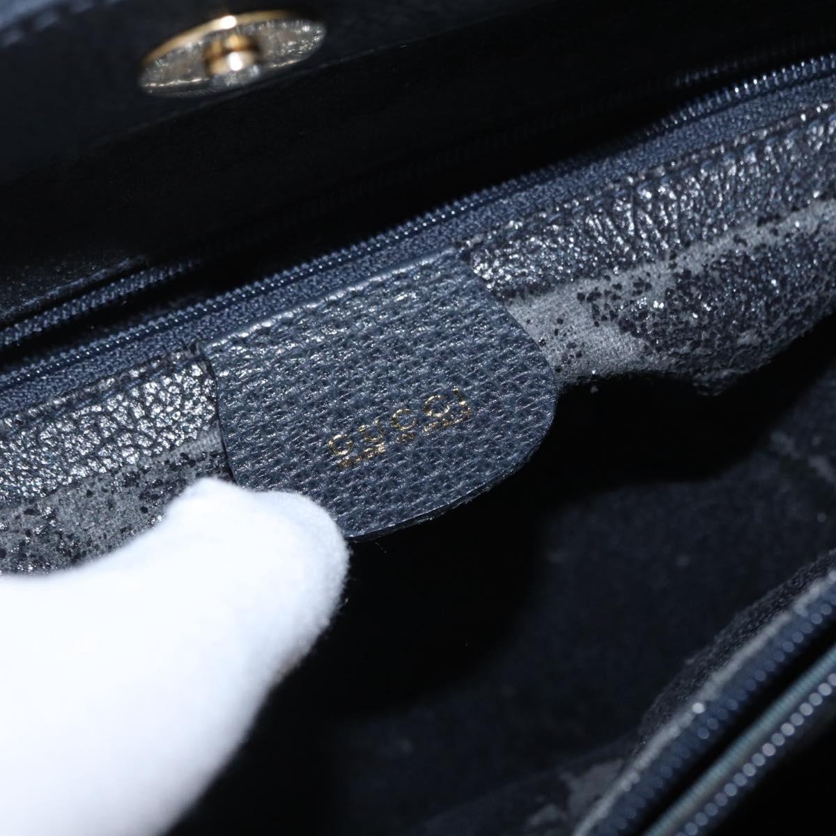 GUCCI Bamboo Hand Bag Suede Navy Gold 002 1096 0260 Auth ep12825