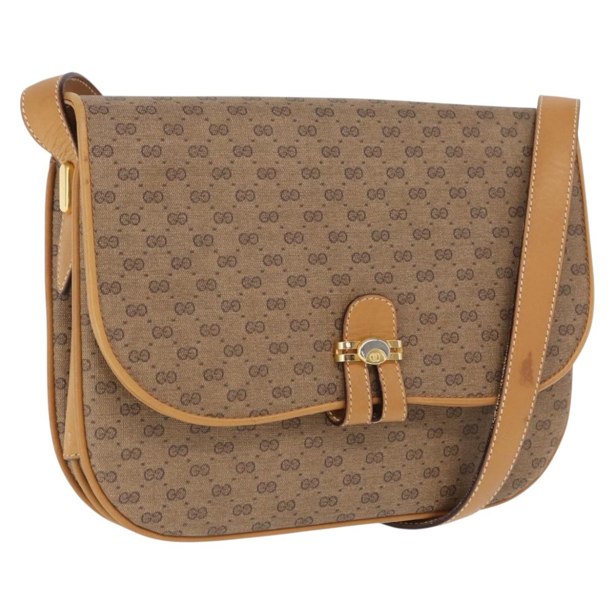 GUCCI Micro GG Supreme Shoulder Bag PVC Beige Gold 001 406 1780 Auth ep12826