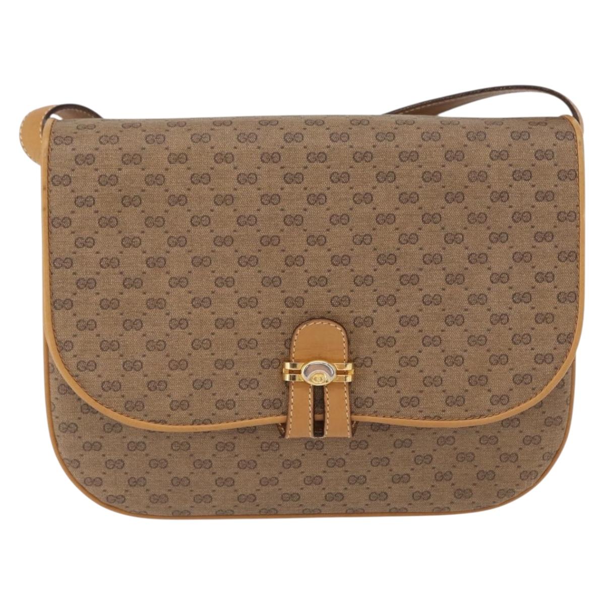 GUCCI Micro GG Supreme Shoulder Bag PVC Beige Gold 001 406 1780 Auth ep12826