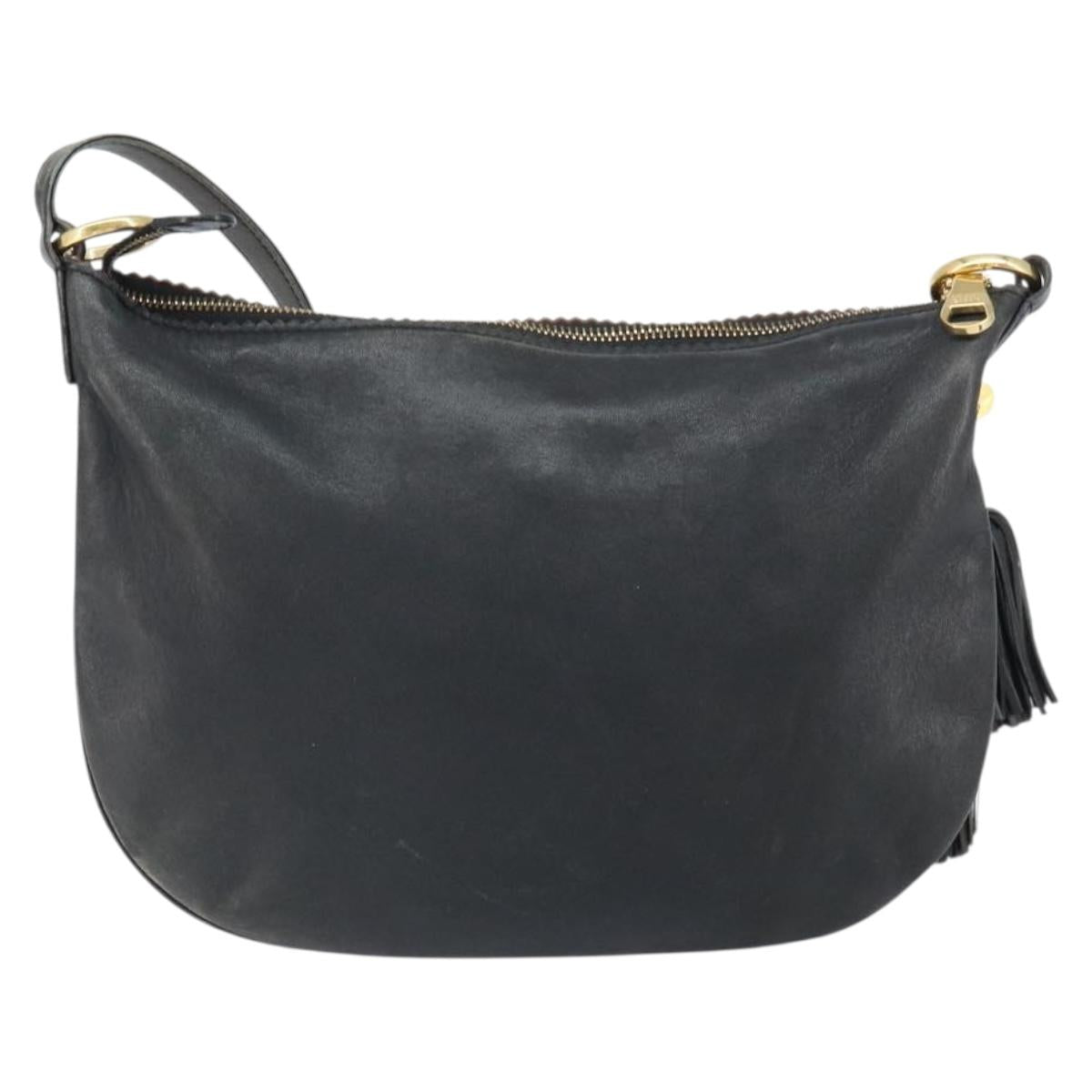 LOEWE Shoulder Bag Leather Black Gold Auth ep12832