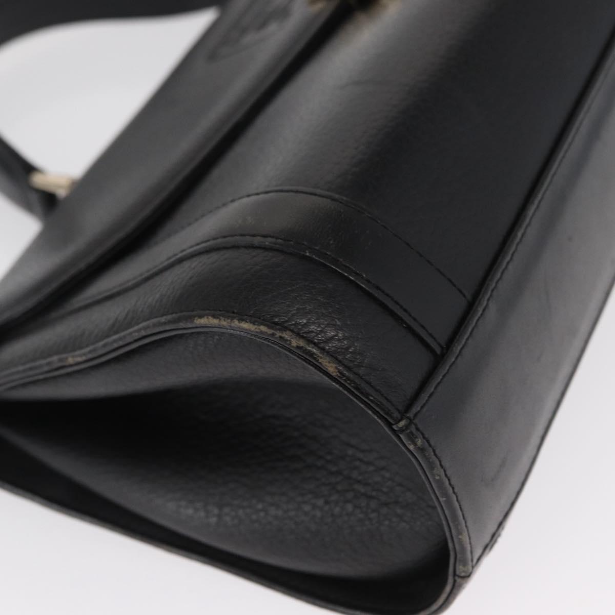 Burberrys Hand Bag Leather Black Silver Auth ep12833