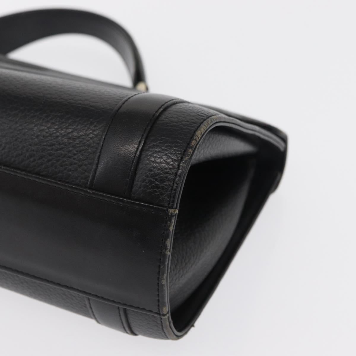 Burberrys Hand Bag Leather Black Silver Auth ep12833