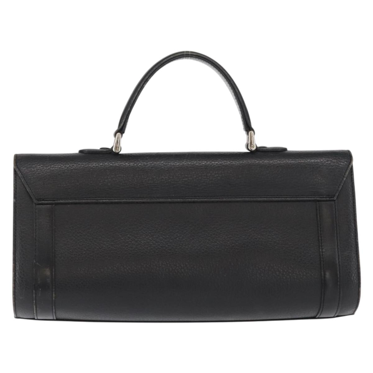 Burberrys Hand Bag Leather Black Silver Auth ep12833