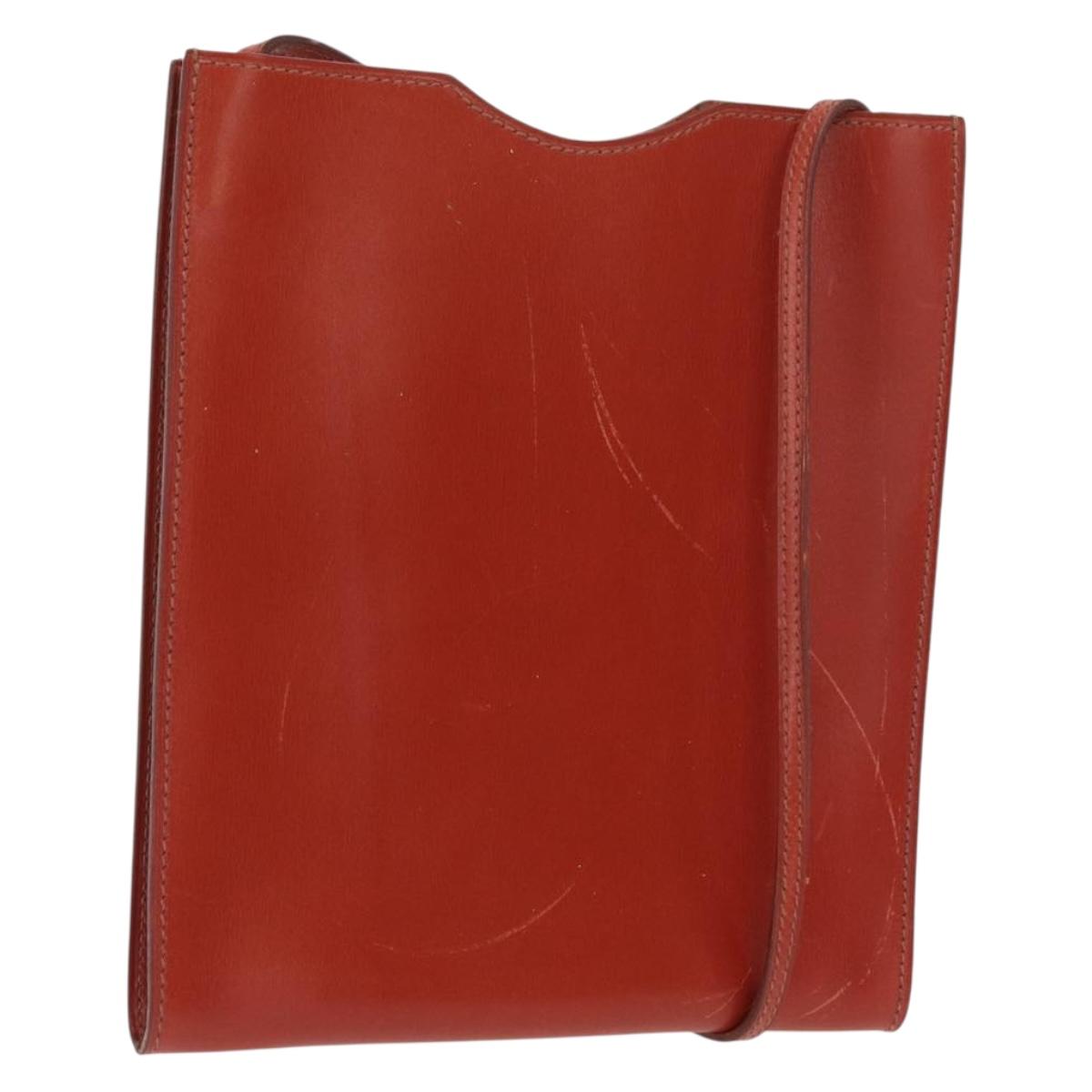 HERMES Shoulder Bag Leather Red Auth ep12834