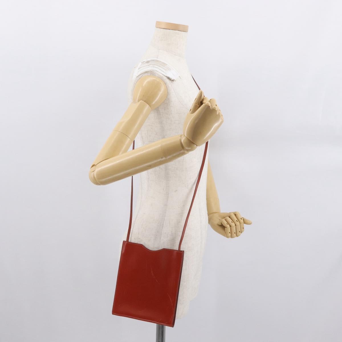 HERMES Shoulder Bag Leather Red Auth ep12834