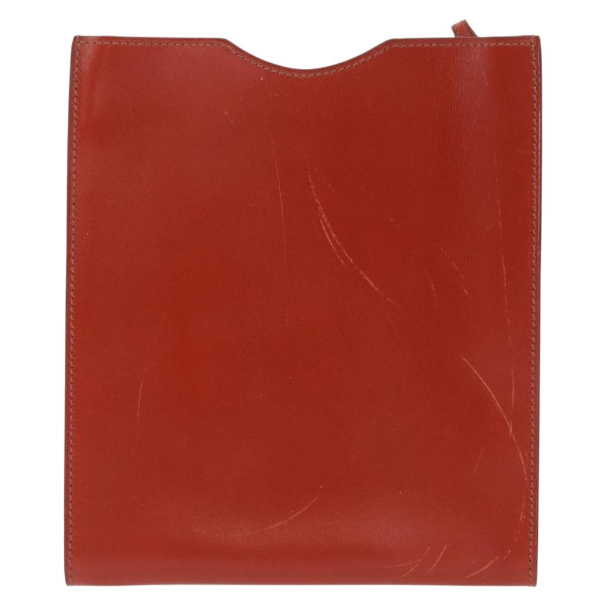 HERMES Shoulder Bag Leather Red Auth ep12834