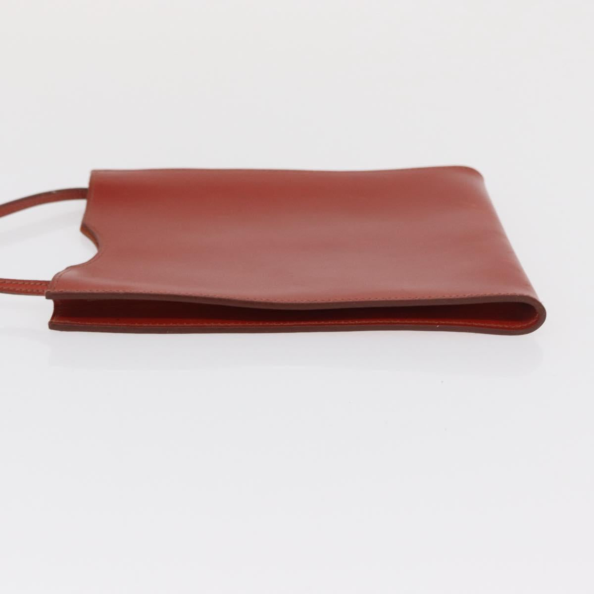 HERMES Shoulder Bag Leather Red Auth ep12834
