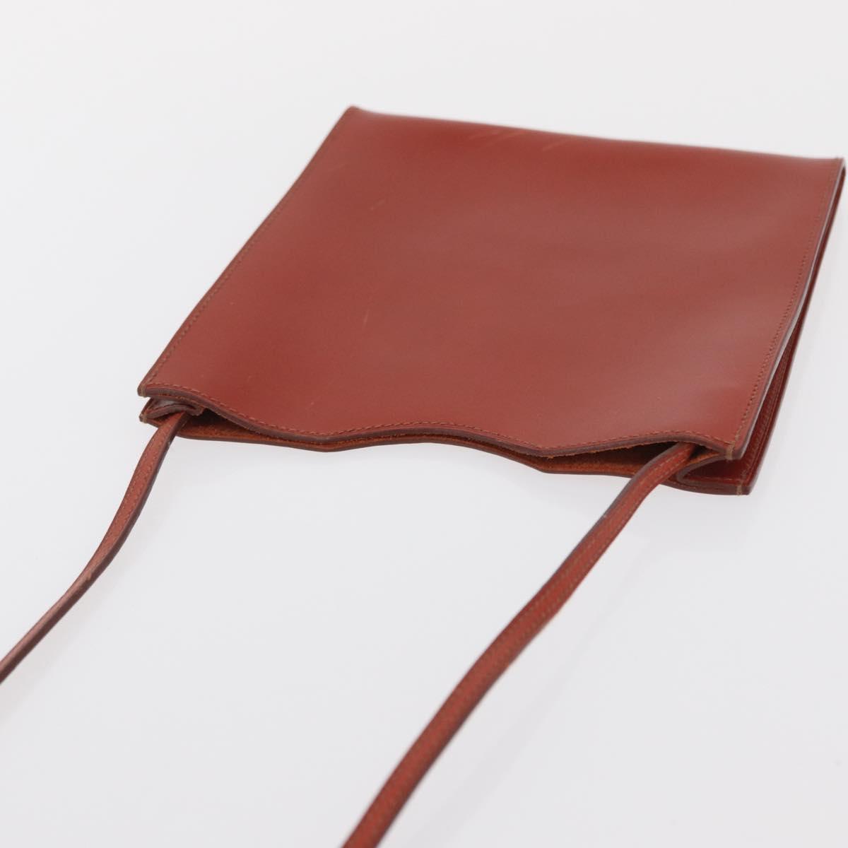 HERMES Shoulder Bag Leather Red Auth ep12834