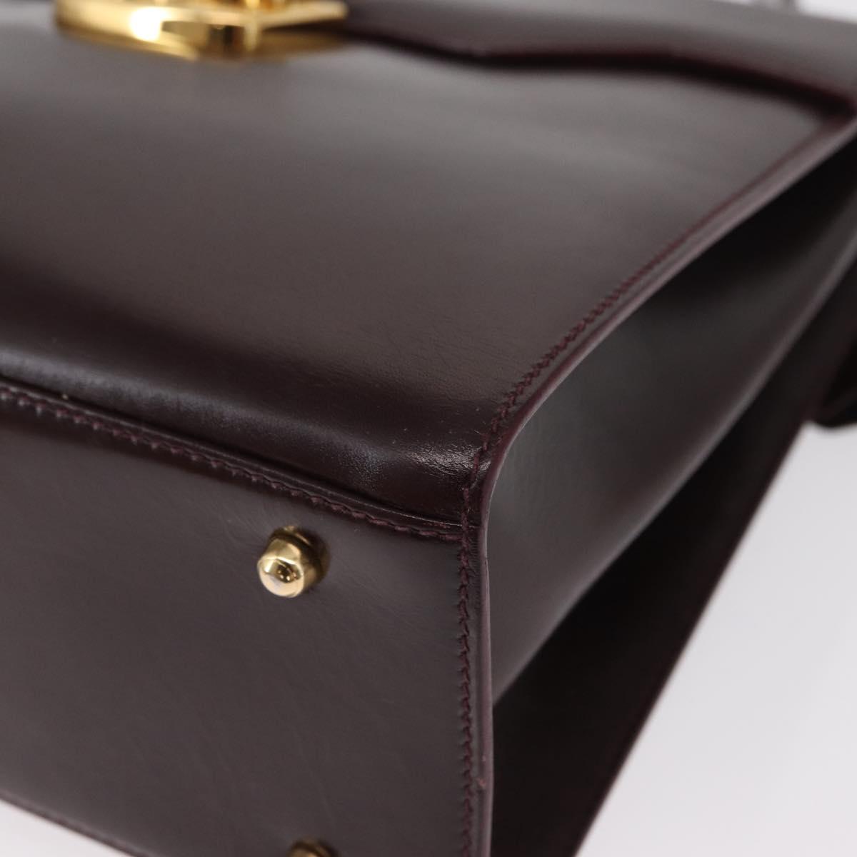 GUCCI Hand Bag Leather 2way Bordeaux Gold 000 2026 0258 Auth ep12849