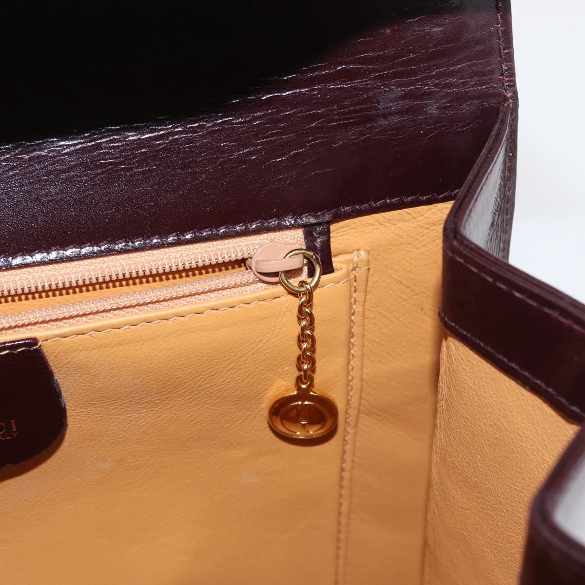 GUCCI Hand Bag Leather 2way Bordeaux Gold 000 2026 0258 Auth ep12849