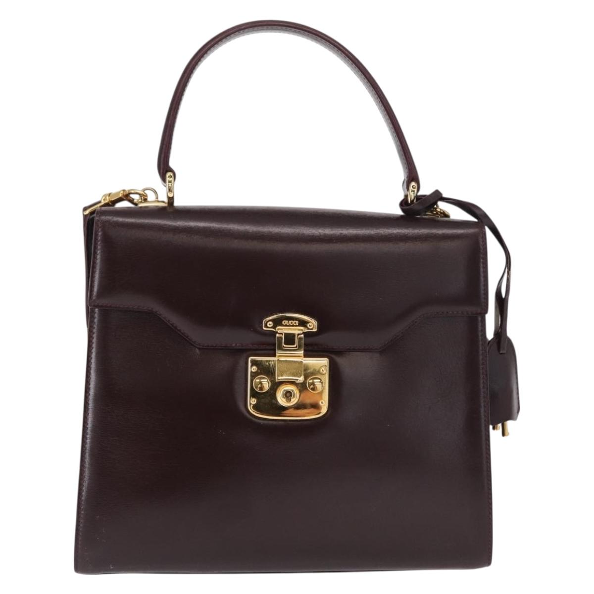 GUCCI Hand Bag Leather 2way Bordeaux Gold 000 2026 0258 Auth ep12849