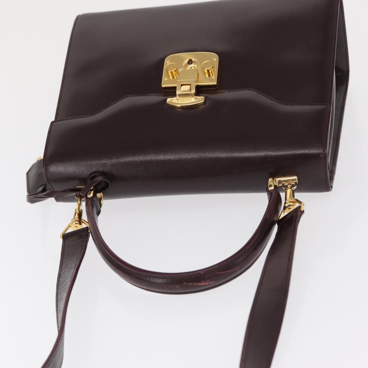 GUCCI Hand Bag Leather 2way Bordeaux Gold 000 2026 0258 Auth ep12849