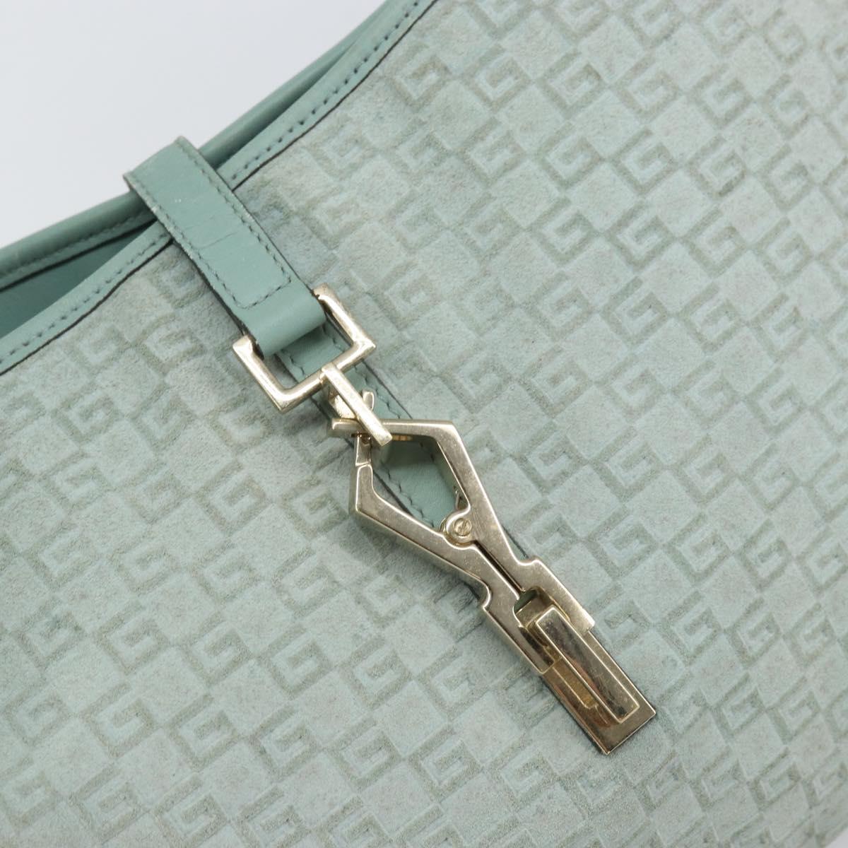 GUCCI Shoulder Bag Suede Light Blue Gold 001 4057 Auth ep12851