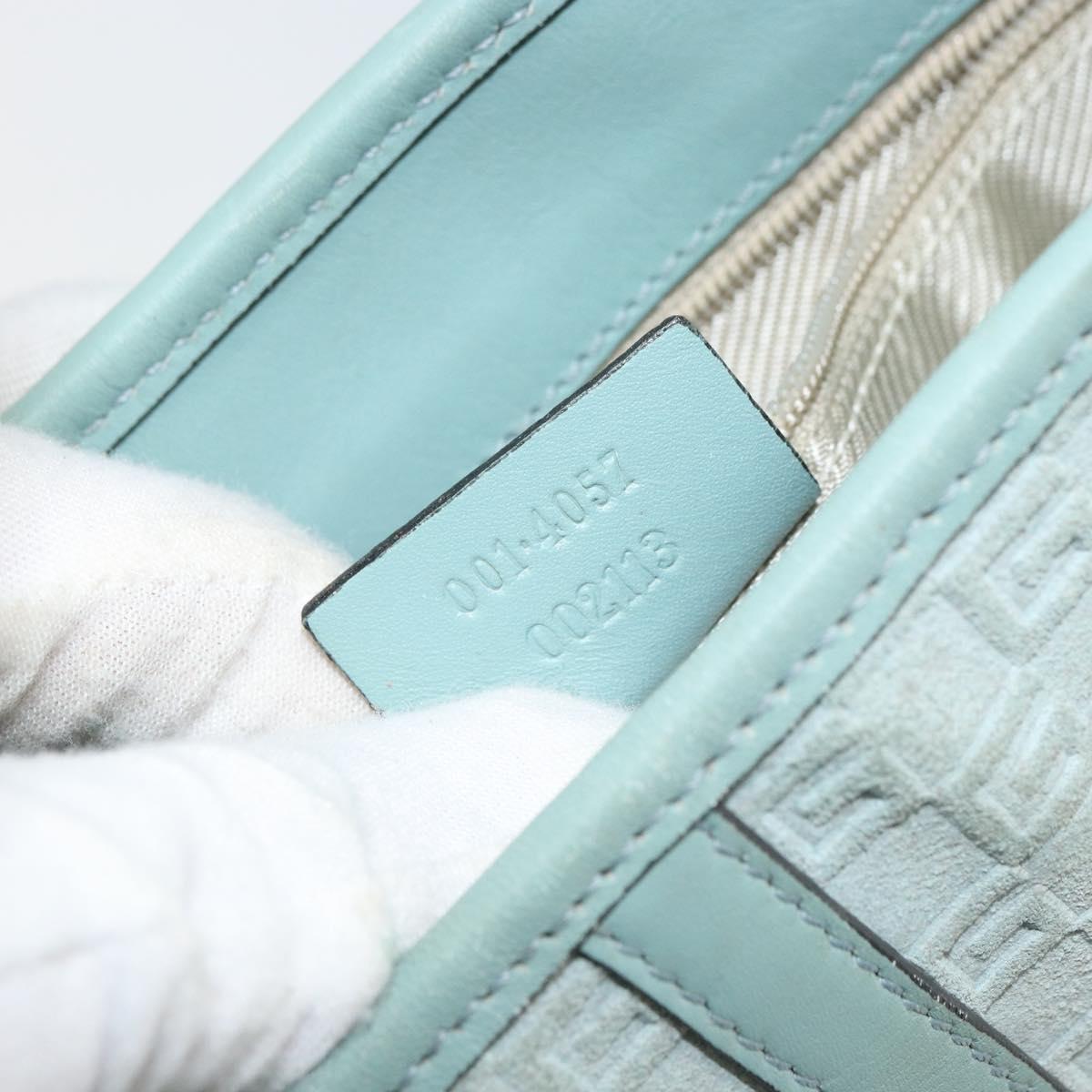 GUCCI Shoulder Bag Suede Light Blue Gold 001 4057 Auth ep12851