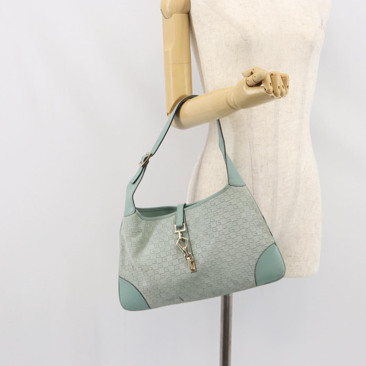 GUCCI Shoulder Bag Suede Light Blue Gold 001 4057 Auth ep12851