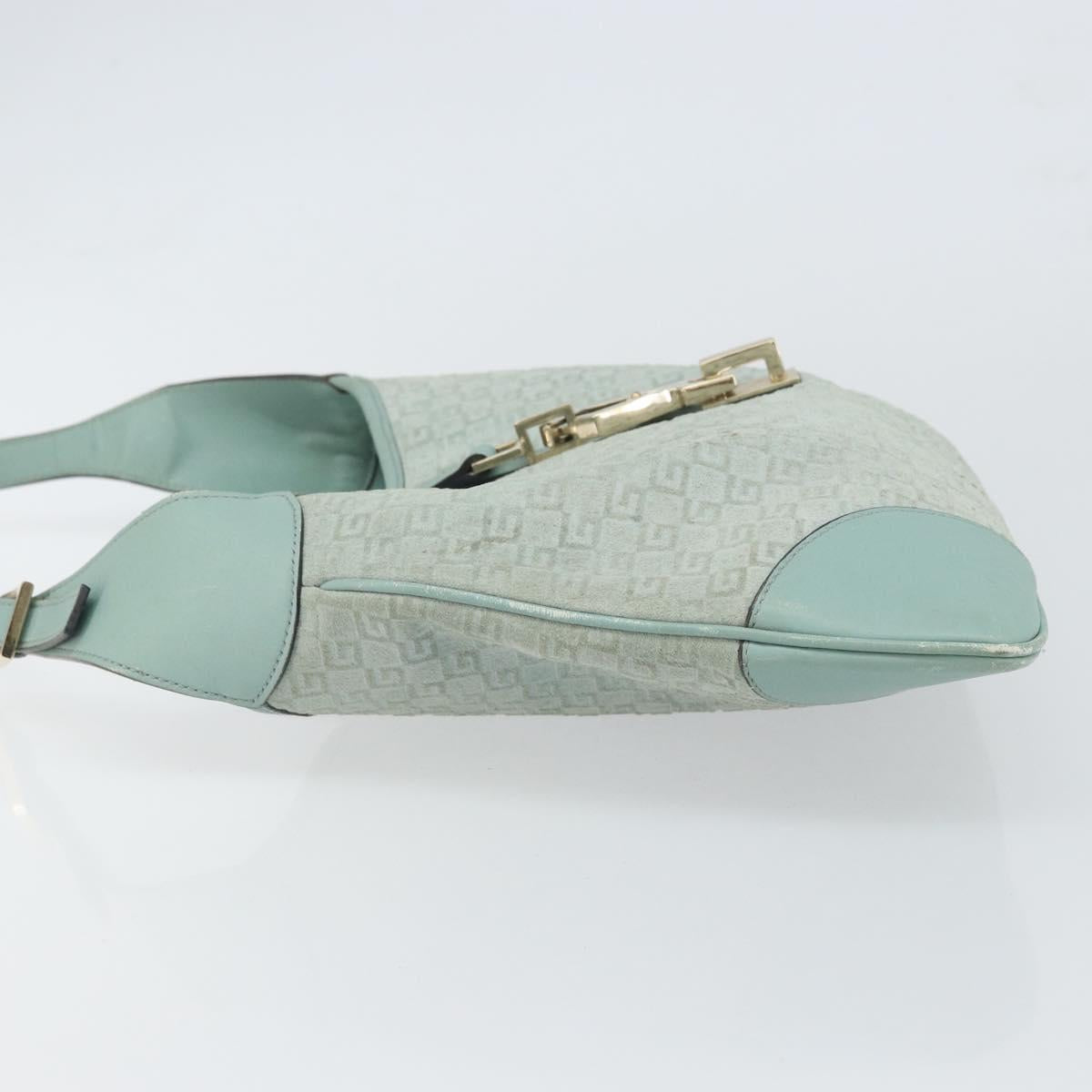 GUCCI Shoulder Bag Suede Light Blue Gold 001 4057 Auth ep12851