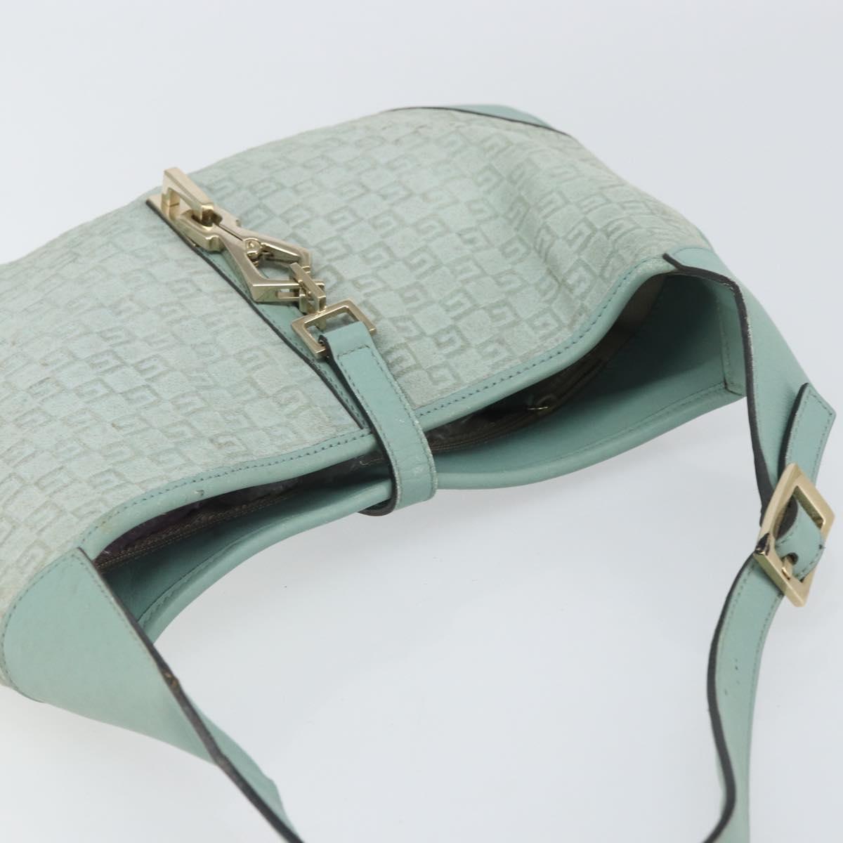 GUCCI Shoulder Bag Suede Light Blue Gold 001 4057 Auth ep12851
