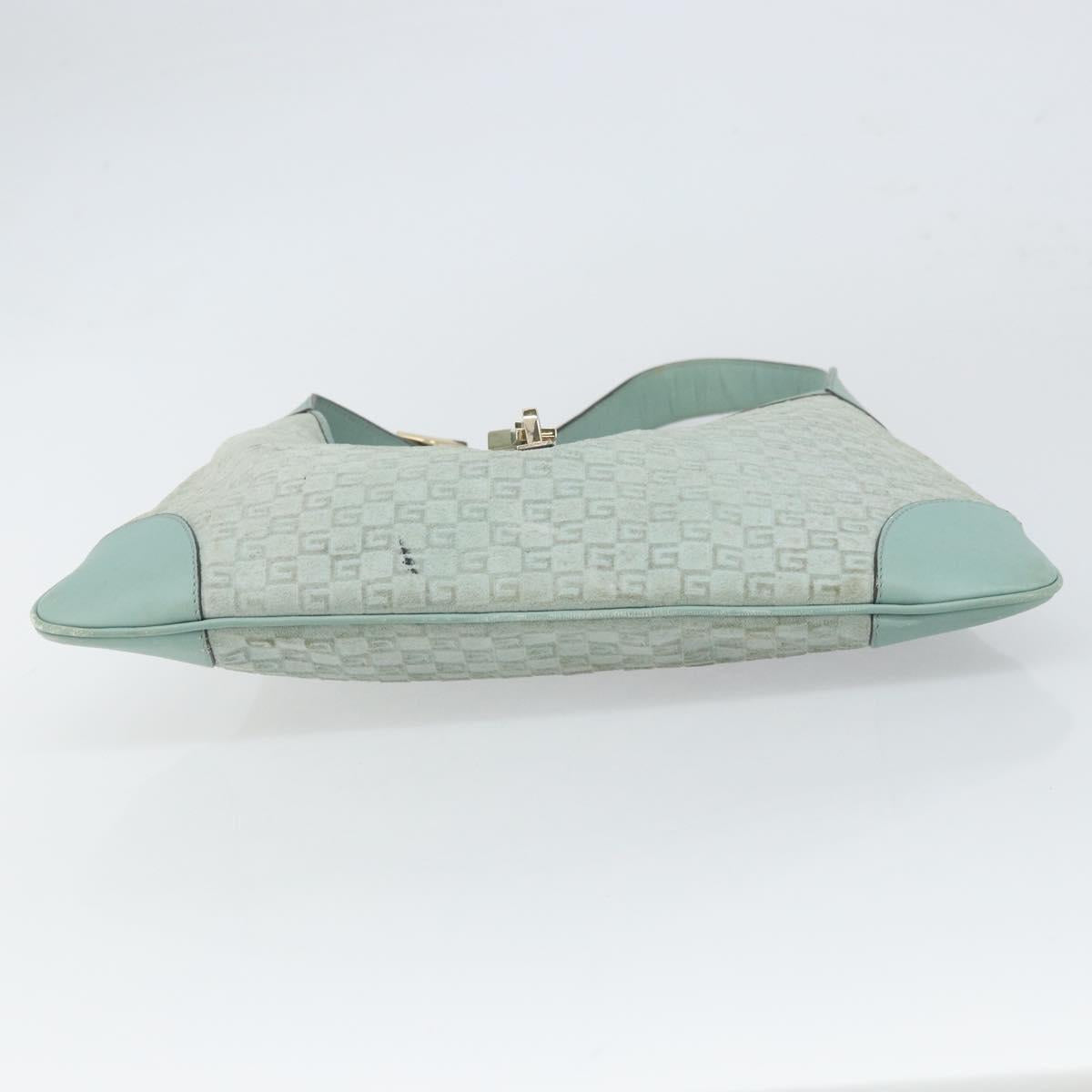 GUCCI Shoulder Bag Suede Light Blue Gold 001 4057 Auth ep12851
