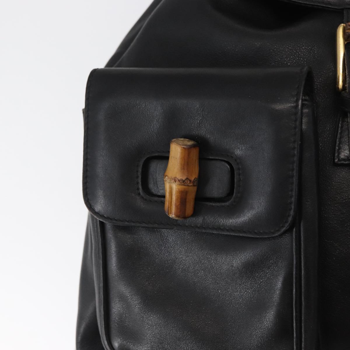 GUCCI Bamboo Backpack Leather Black Gold 003 2058 0016 Auth ep12855