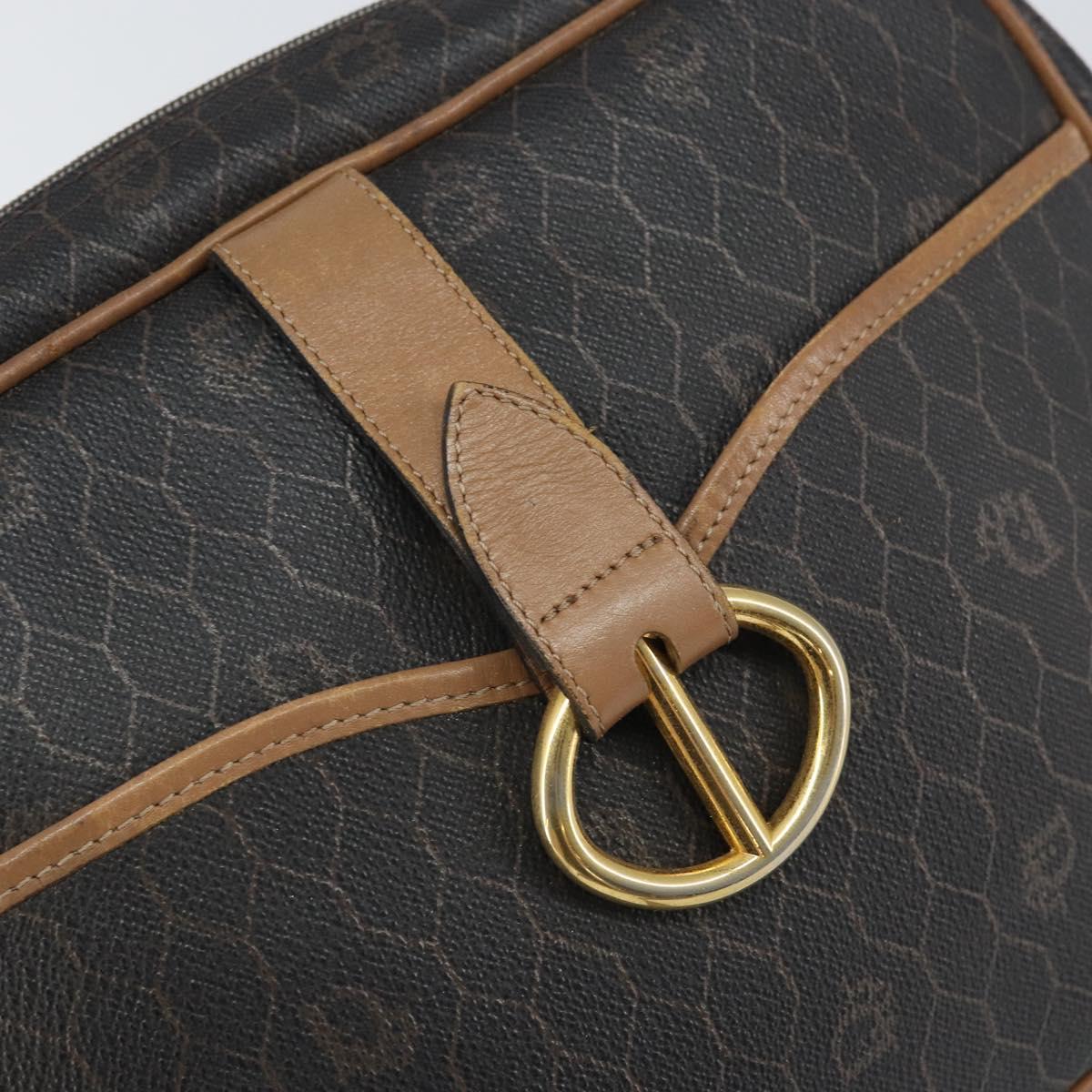 Christian Dior Honeycomb Canvas Shoulder Bag PVC Black Gold Auth ep12856