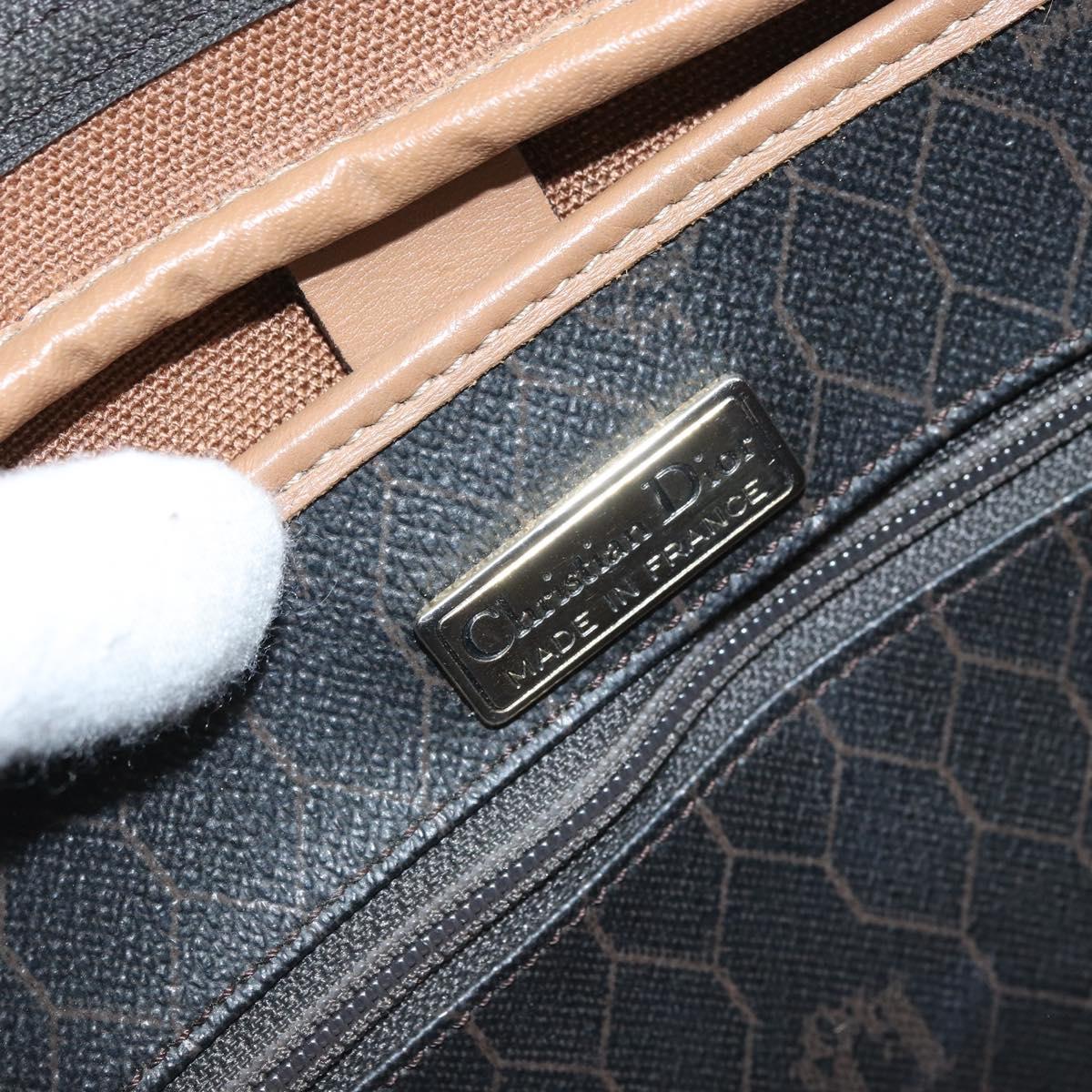 Christian Dior Honeycomb Canvas Shoulder Bag PVC Black Gold Auth ep12856