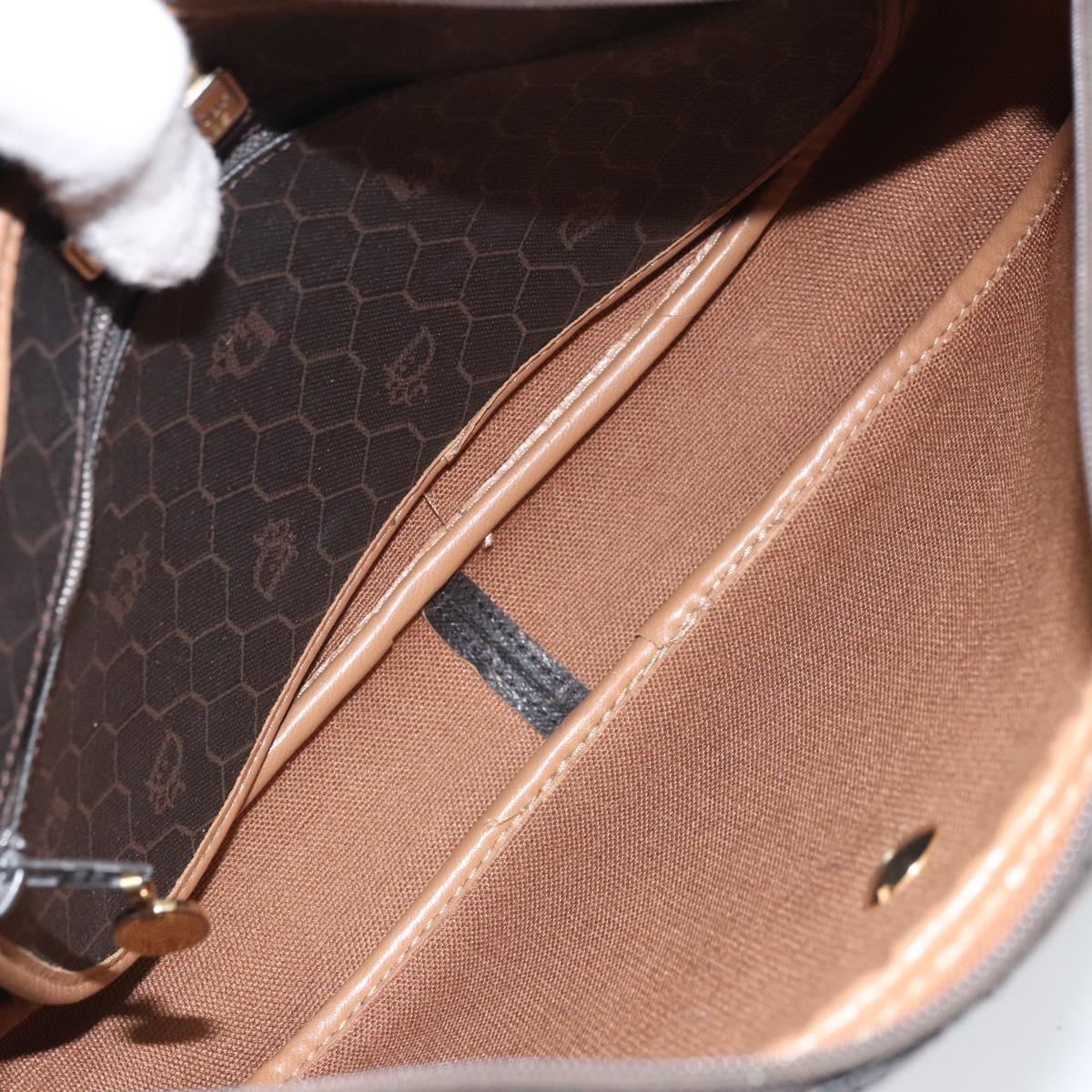 Christian Dior Honeycomb Canvas Shoulder Bag PVC Black Gold Auth ep12856