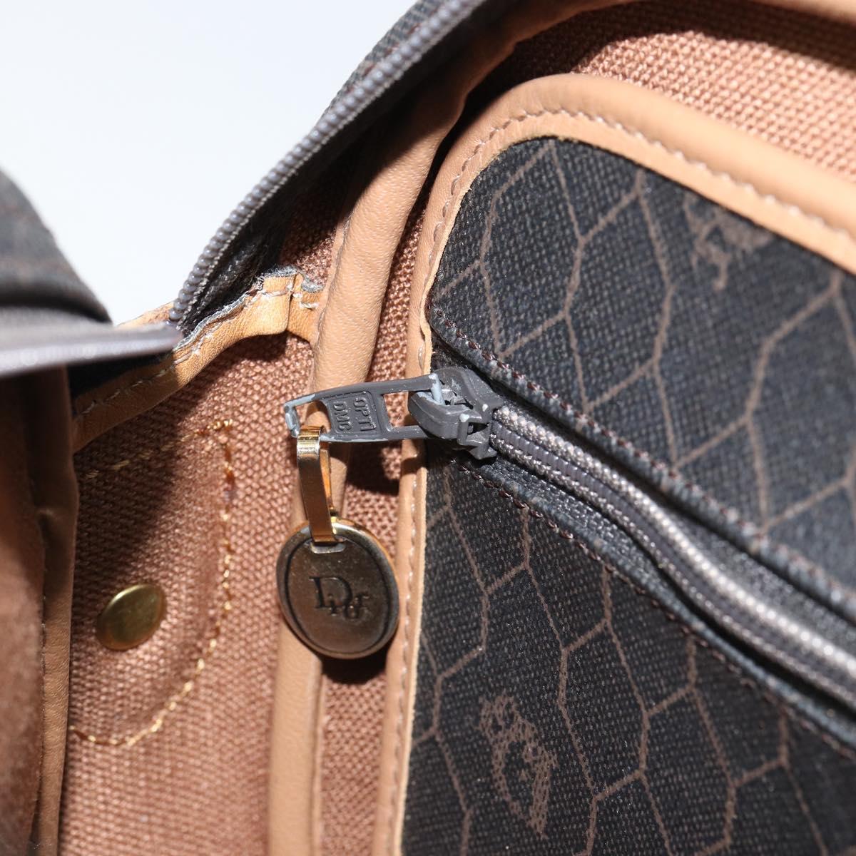 Christian Dior Honeycomb Canvas Shoulder Bag PVC Black Gold Auth ep12856