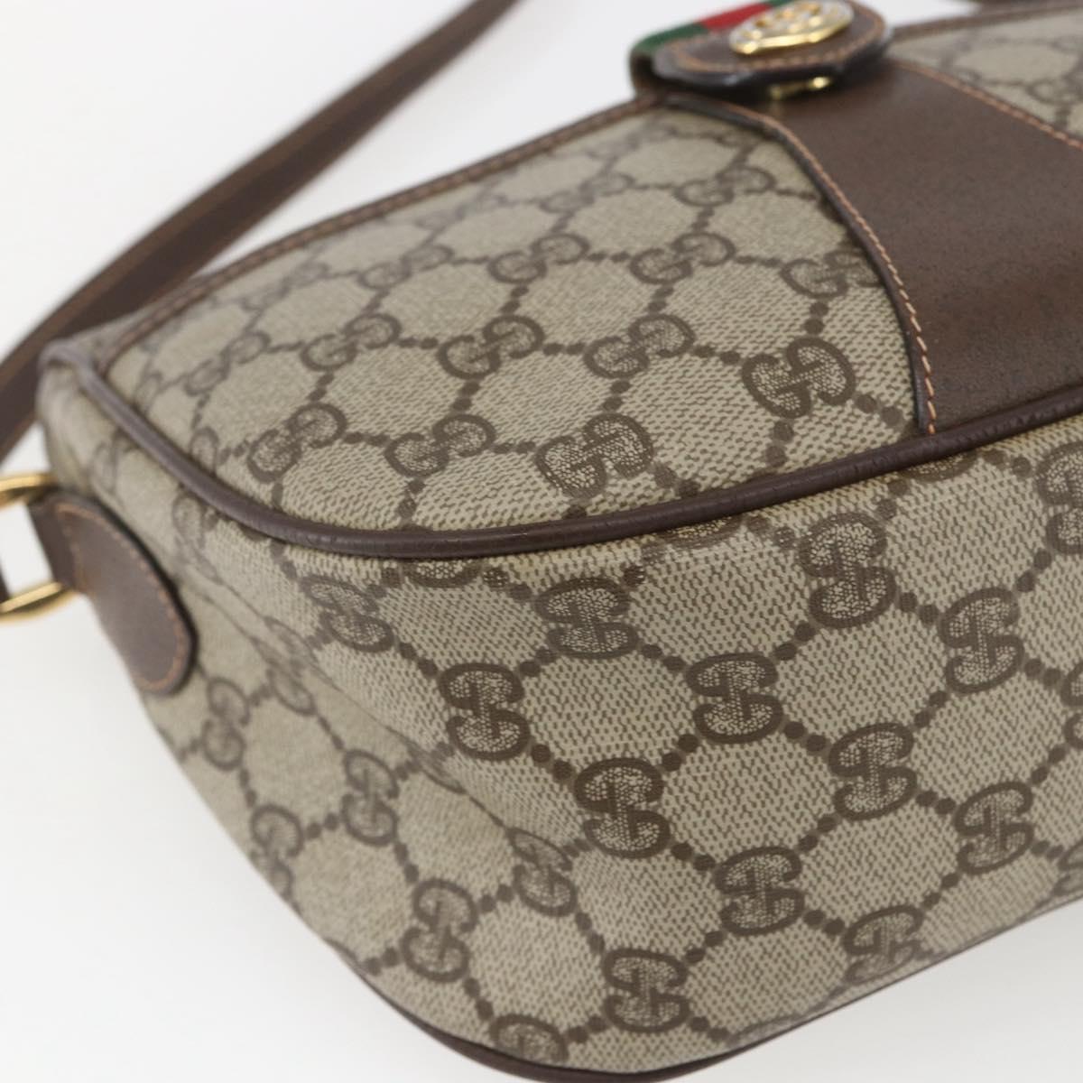 GUCCI GG Supreme Web Sherry Line Bag PVC Beige Gold 89 02 032 Auth ep12857