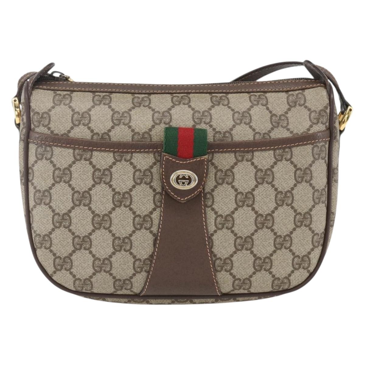 GUCCI GG Supreme Web Sherry Line Bag PVC Beige Gold 89 02 032 Auth ep12857