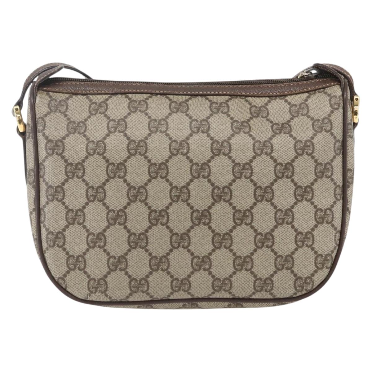 GUCCI GG Supreme Web Sherry Line Bag PVC Beige Gold 89 02 032 Auth ep12857