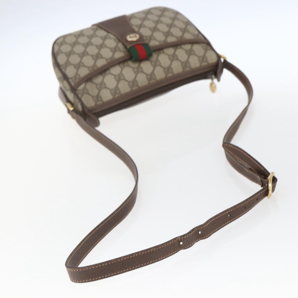GUCCI GG Supreme Web Sherry Line Bag PVC Beige Gold 89 02 032 Auth ep12857