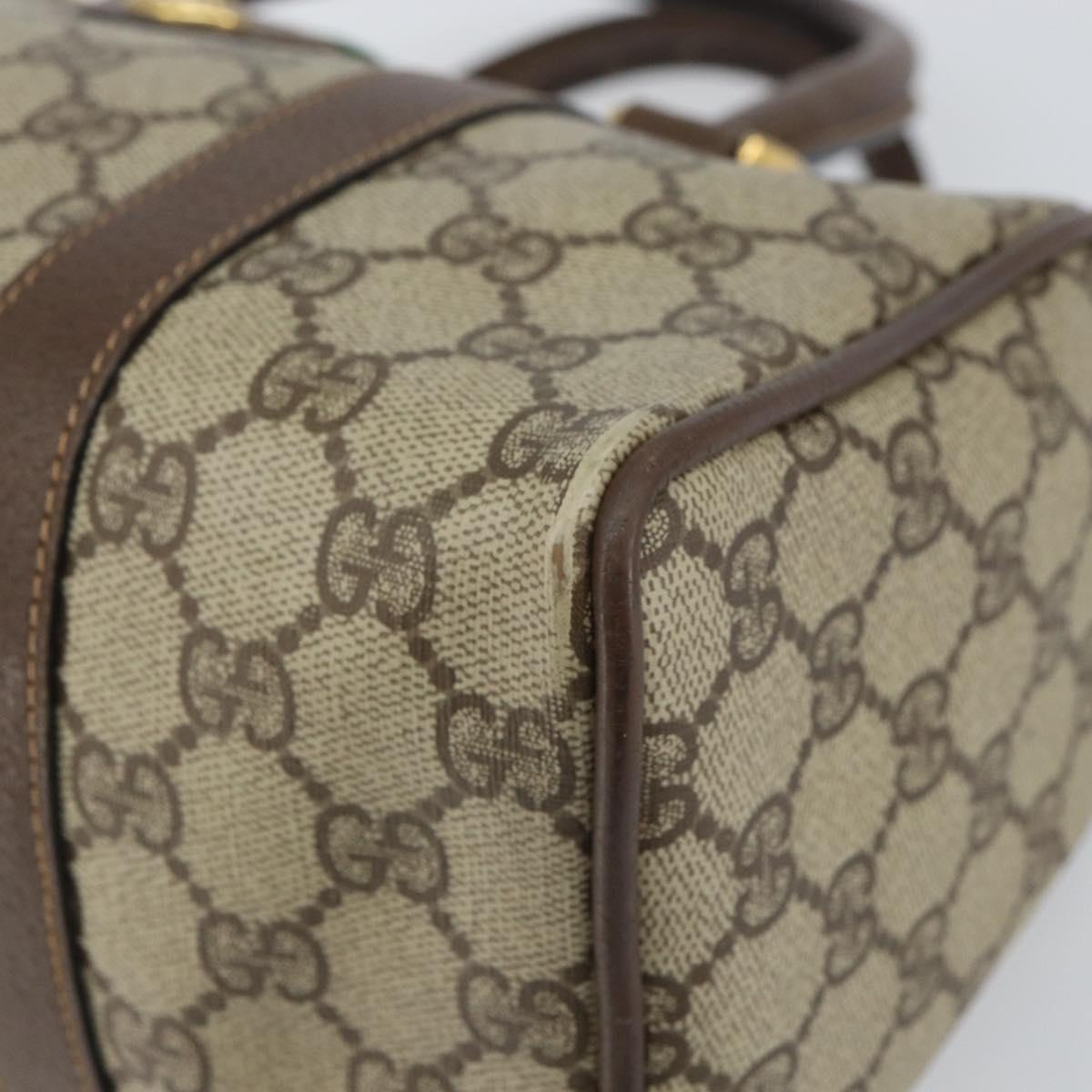 GUCCI GG Supreme Web Sherry Line Hand Bag PVC Beige Gold 39 02 006 Auth ep12858