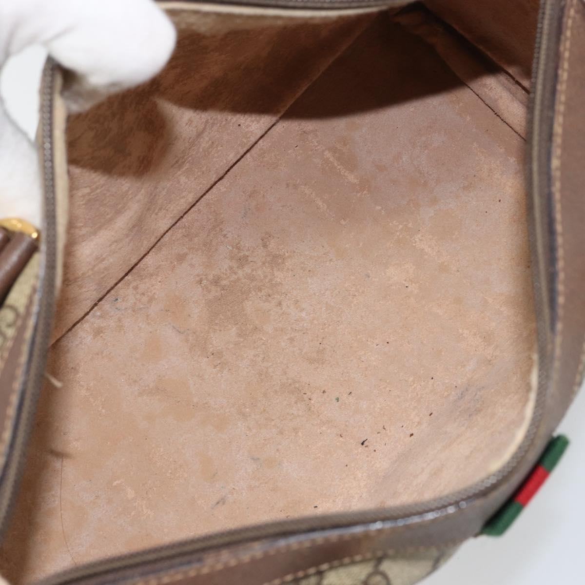 GUCCI GG Supreme Web Sherry Line Hand Bag PVC Beige Gold 39 02 006 Auth ep12858