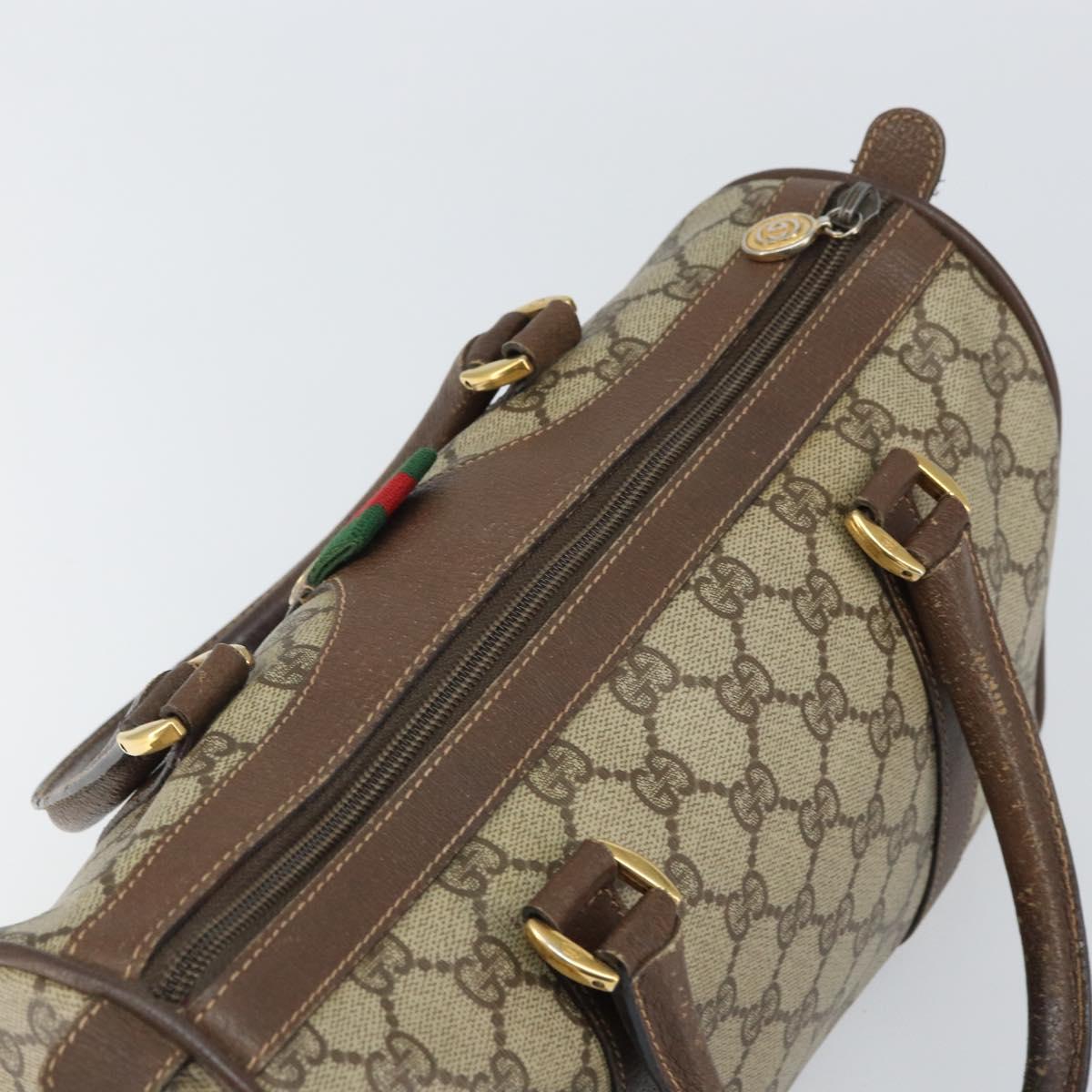 GUCCI GG Supreme Web Sherry Line Hand Bag PVC Beige Gold 39 02 006 Auth ep12858