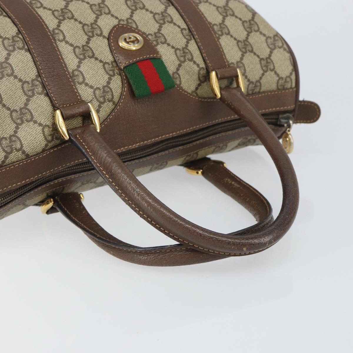 GUCCI GG Supreme Web Sherry Line Hand Bag PVC Beige Gold 39 02 006 Auth ep12858
