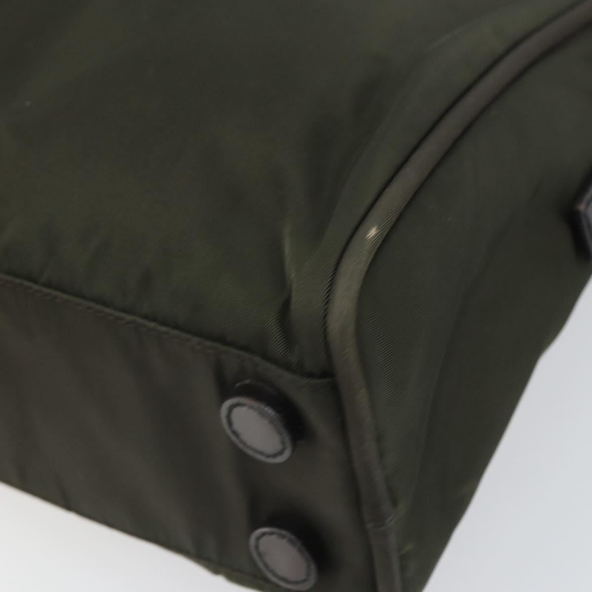 PRADA Hand Bag Nylon Khaki Silver Auth ep12862