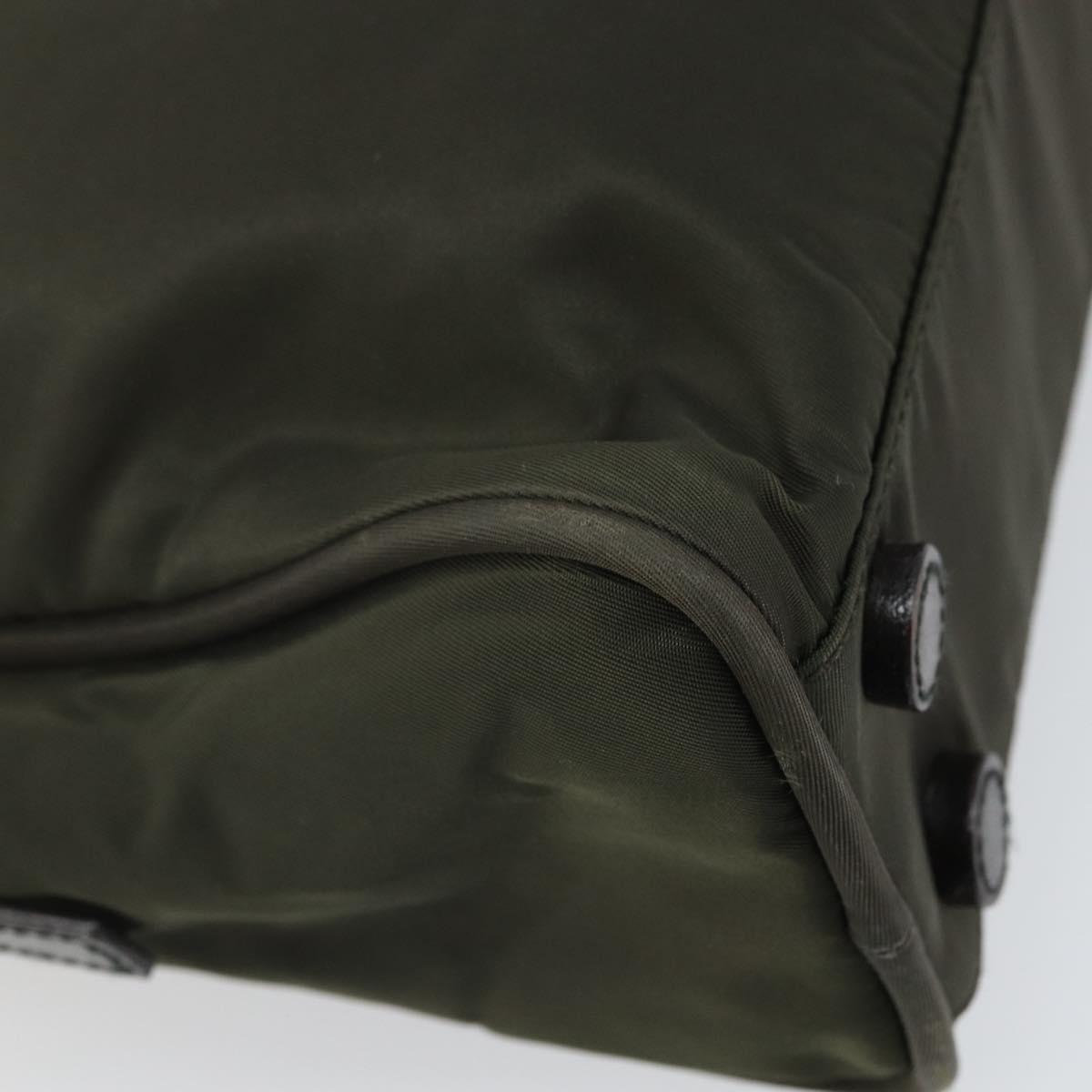 PRADA Hand Bag Nylon Khaki Silver Auth ep12862
