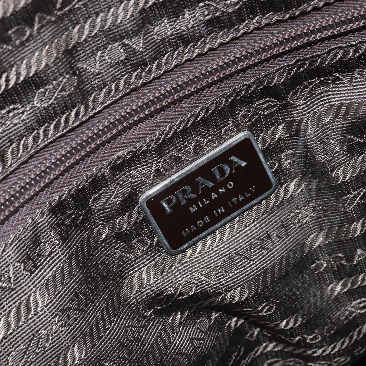 PRADA Hand Bag Nylon Khaki Silver Auth ep12862