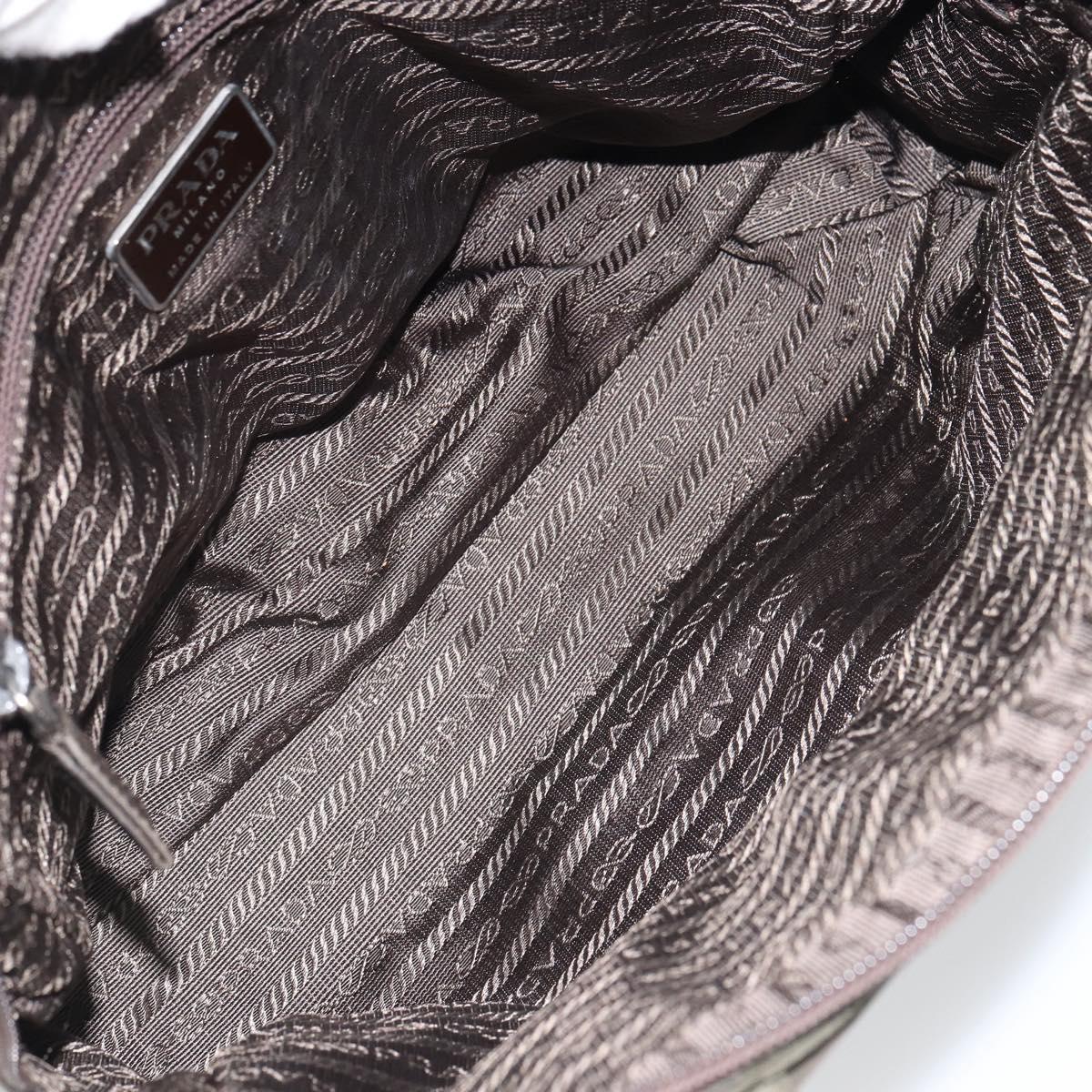PRADA Hand Bag Nylon Khaki Silver Auth ep12862